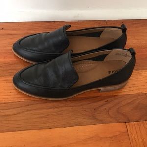 Black leather loafers